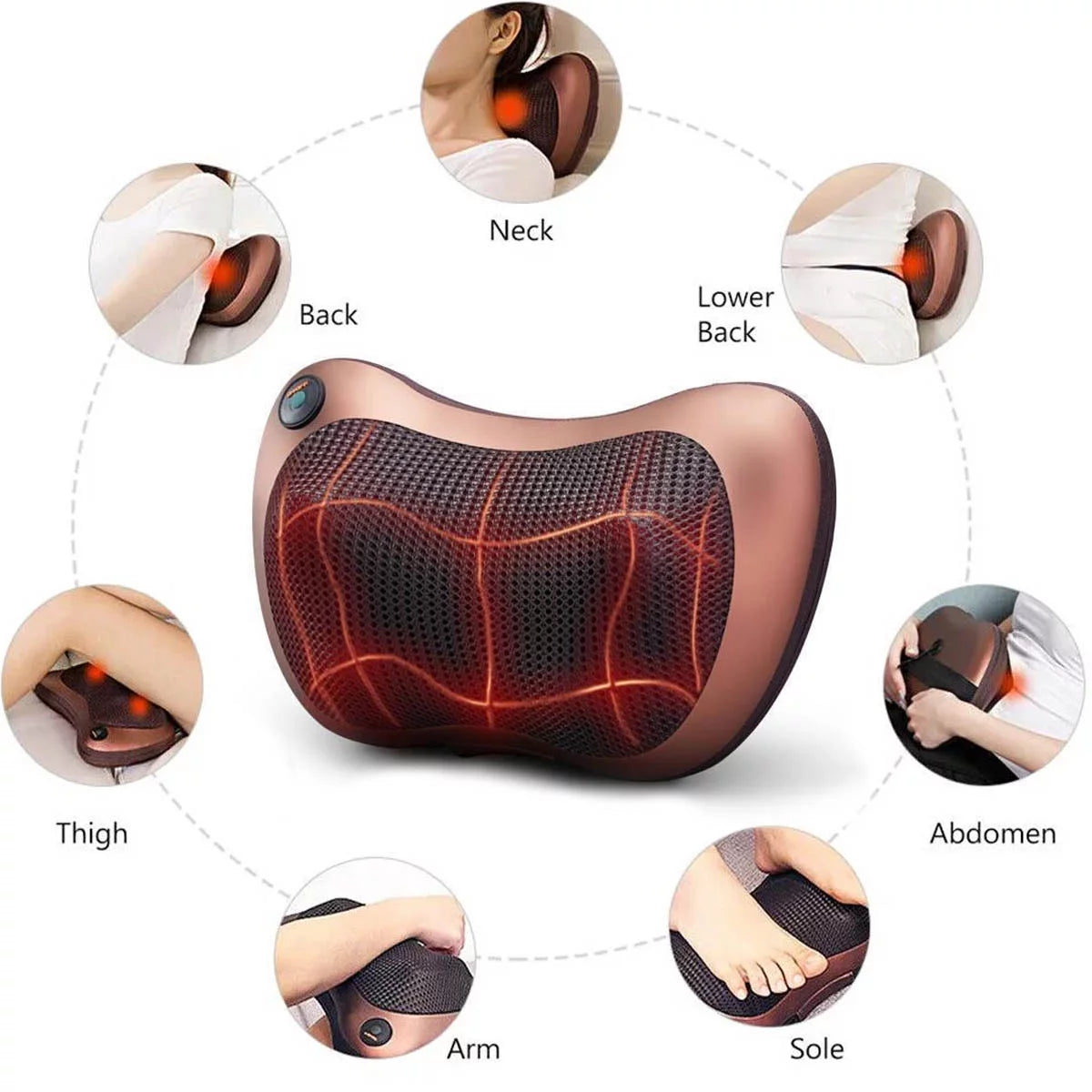 Heated 3D Shiatsu Electric Neck Massager with 8 Rollers for Neck & Back