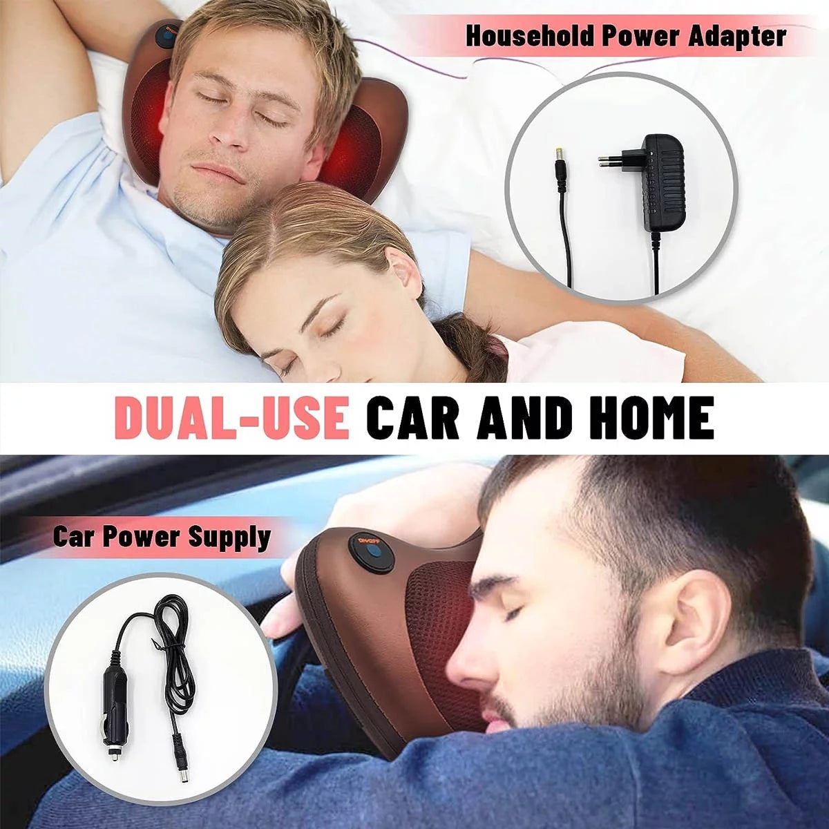 Heated 3D Shiatsu Electric Neck Massager with 8 Rollers for Neck & Back