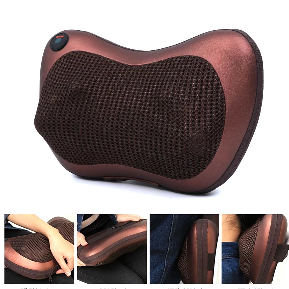 Heated 3D Shiatsu Electric Neck Massager with 8 Rollers for Neck & Back