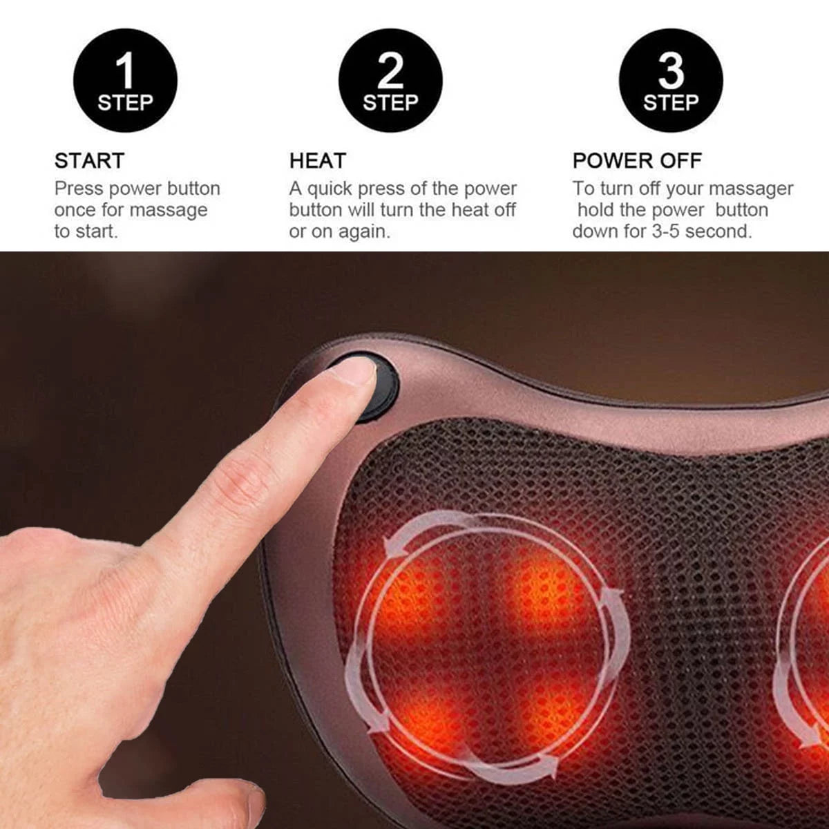 Heated 3D Shiatsu Electric Neck Massager with 8 Rollers for Neck & Back